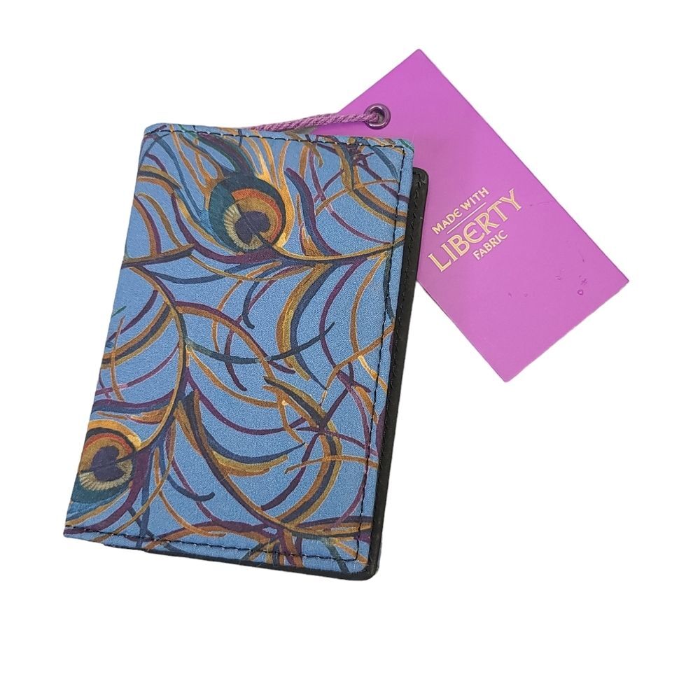 NWT Gianni Feraud Blue Liberty Fabric Leather Cardholder